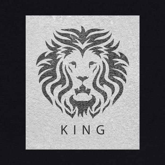 'KING' Lion Head - Grey by sleepingdogprod